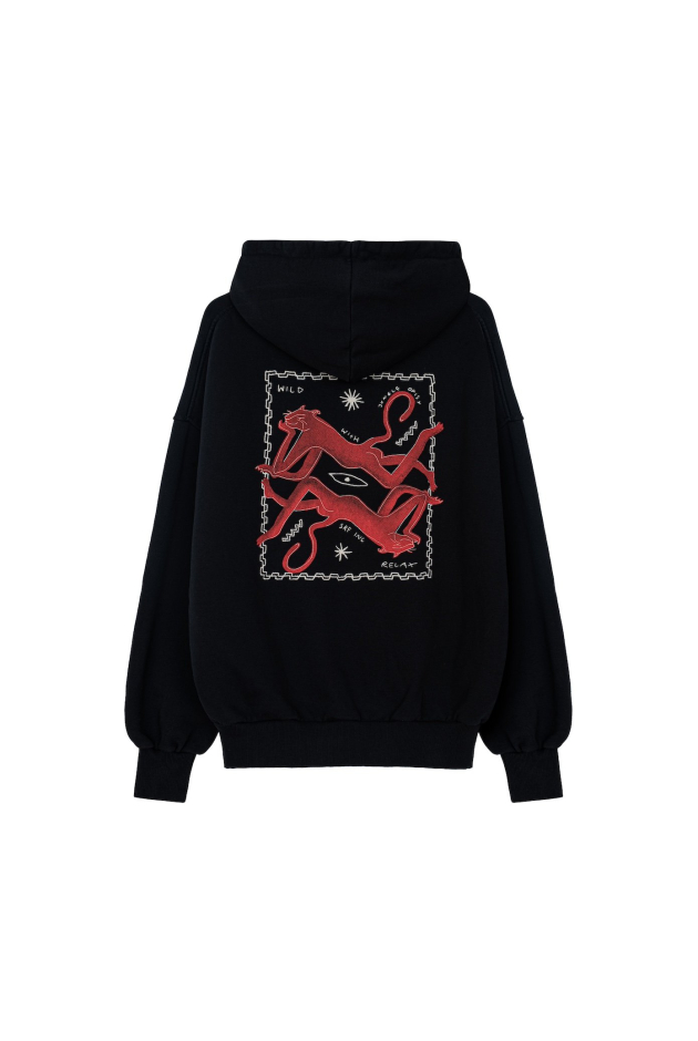 Stamp Cats Hoodie - Acid Black Stamp Cats Hoodie - Acid Black