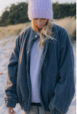 Grey Wool Oversized Bomber Jacket Grey Wool Oversized Bomber Jacket