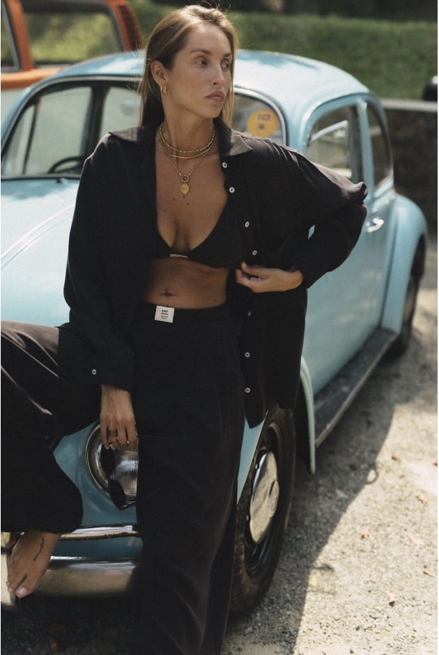 Cupro Loose Shirt - Space Black Cupro Loose Shirt - Space Black