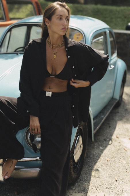 Cupro Loose Shirt - Space Black Cupro Loose Shirt - Space Black