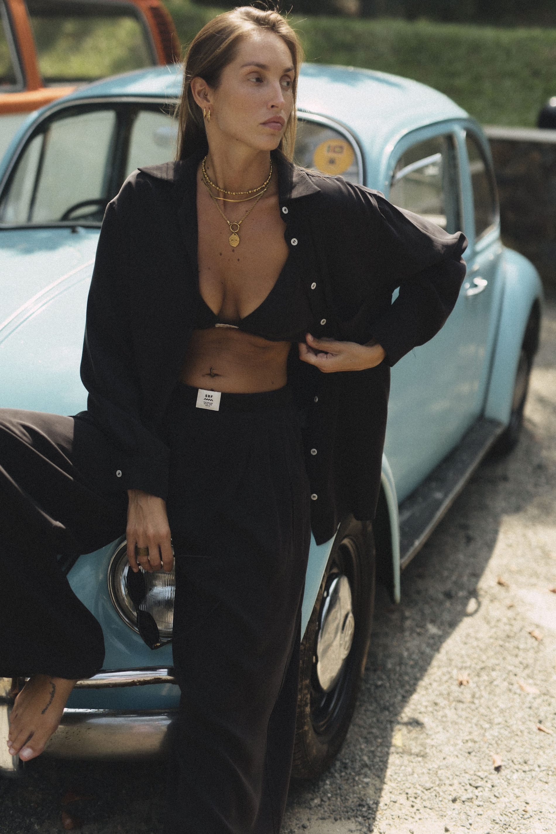 Cupro Loose Shirt - Space Black