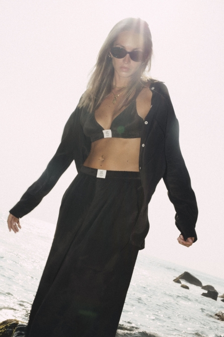 Cupro Loose Shirt - Space Black Cupro Loose Shirt - Space Black