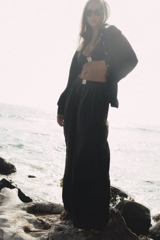 Cupro Loose Pants - Space Black