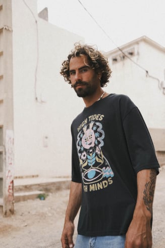 High Tides Box Tee - Acid Black