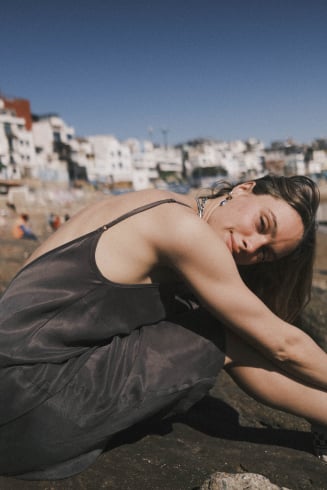 Midi Twisted Dress - Stone Grey