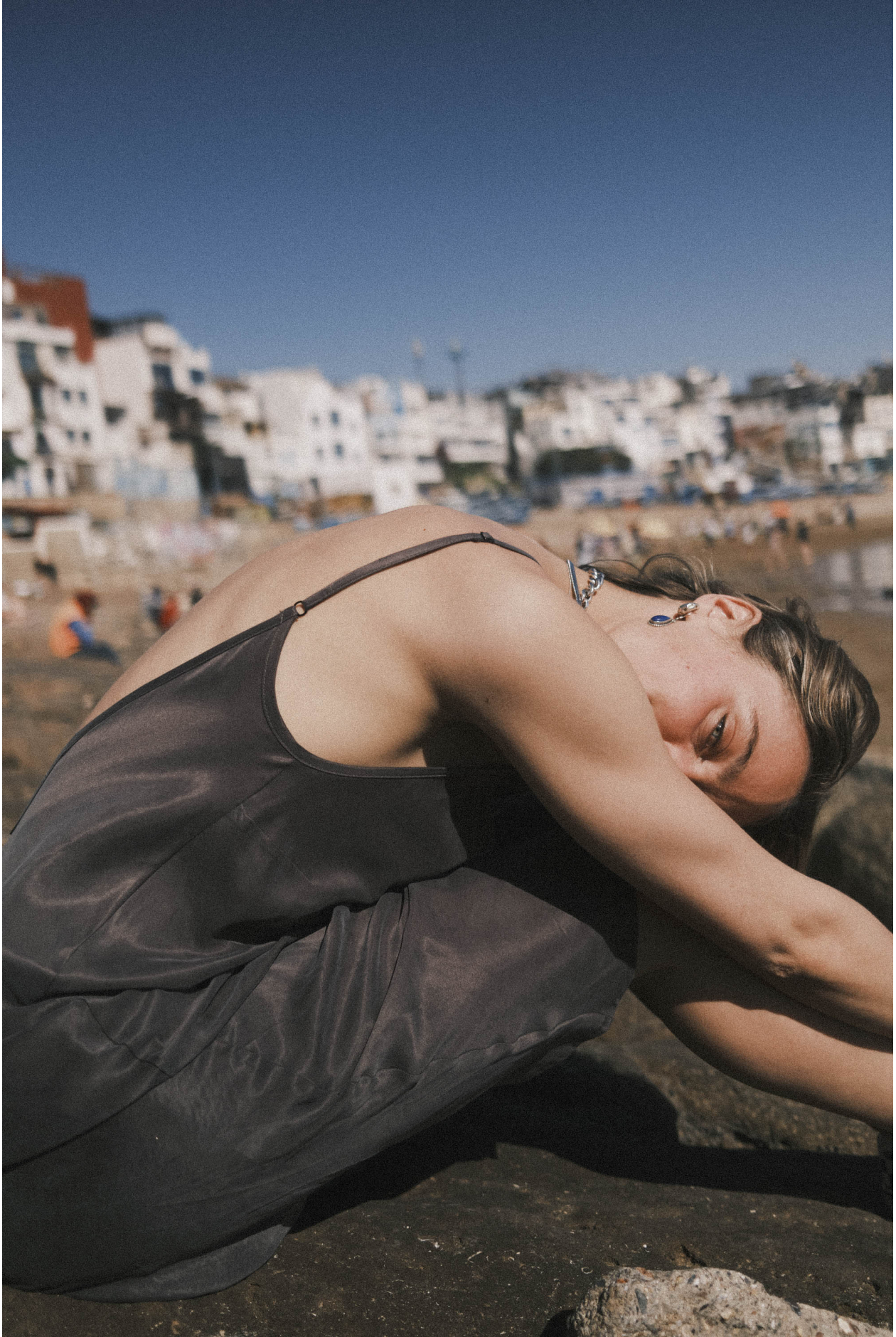 Midi Twisted Dress - Stone Grey