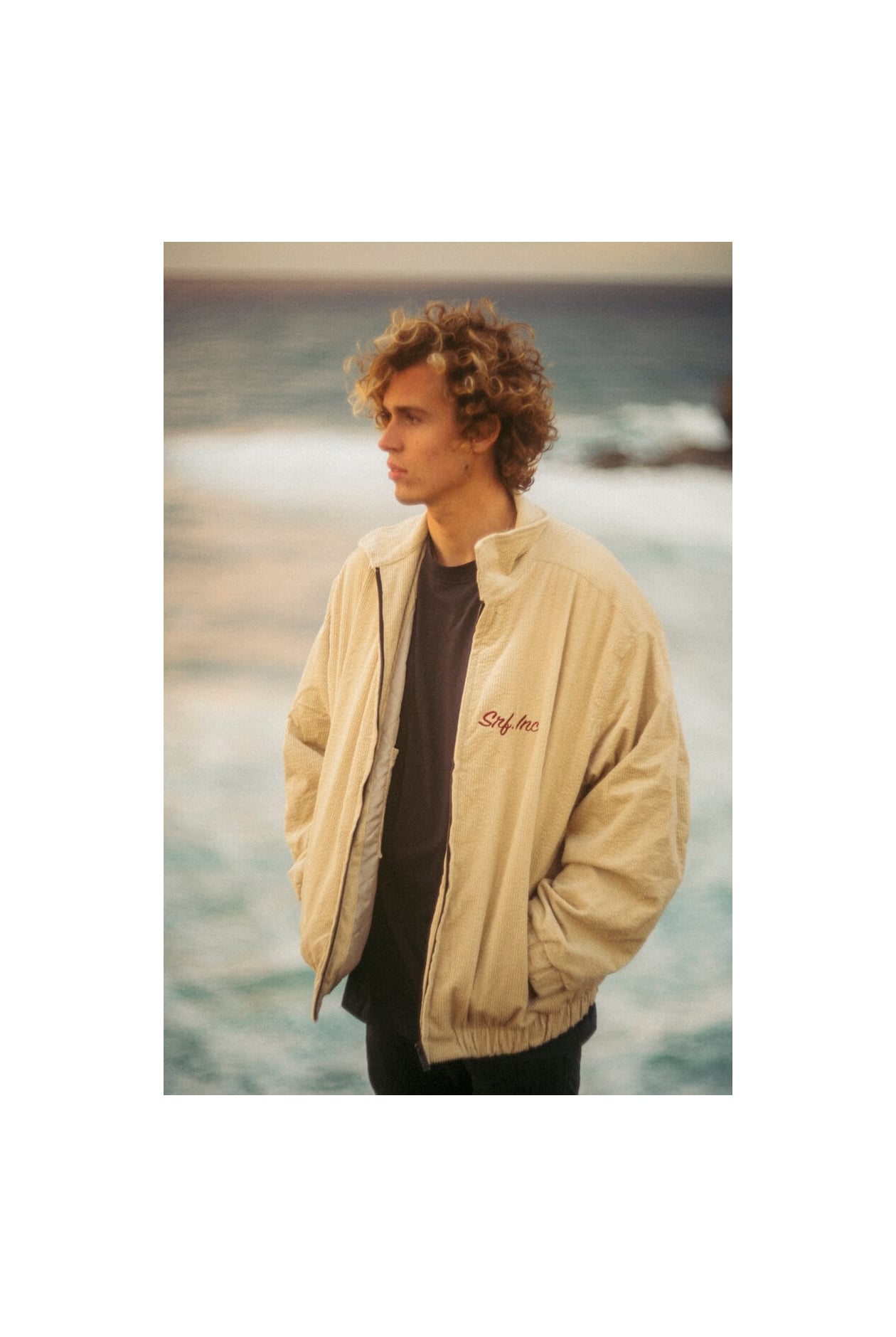 Cord Baseball Jacket - Vintage White Cord Baseball Jacket - Vintage White