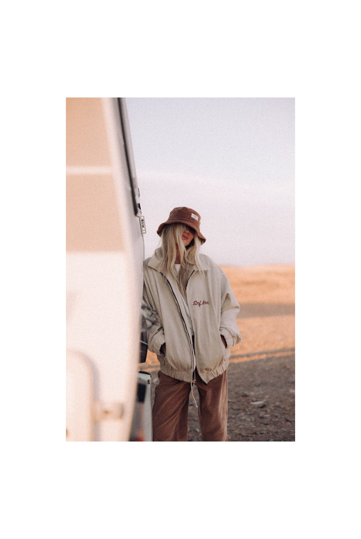 Cord Baseball Jacket - Vintage White