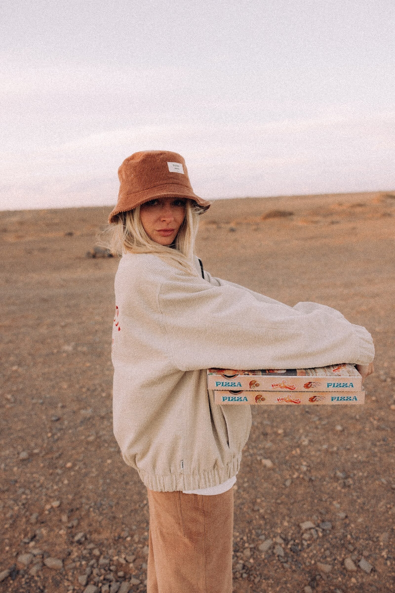 Cord Baseball Jacket - Vintage White