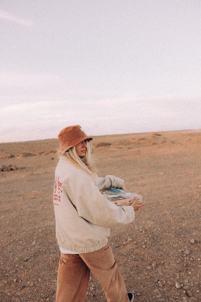 Cord Baseball Jacket - Vintage White
