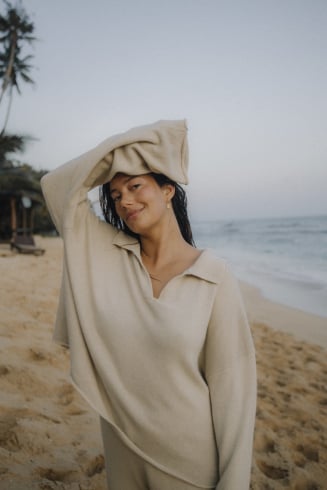 Biscotti Knit Polo - Cookie