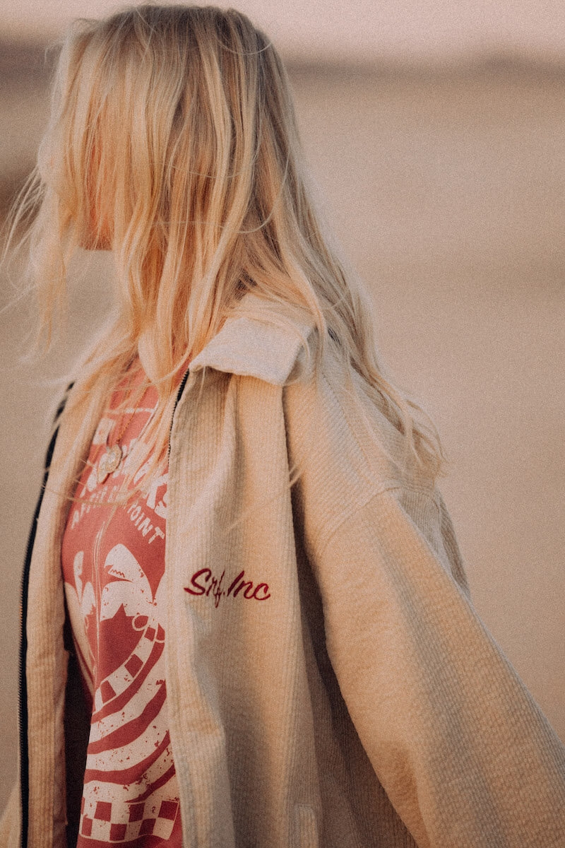 Cord Baseball Jacket - Vintage White