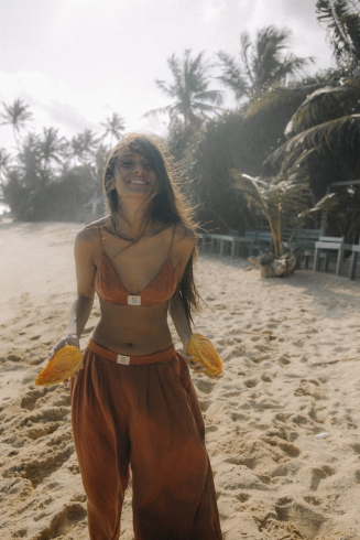 Cupro Loose Pants - Copper