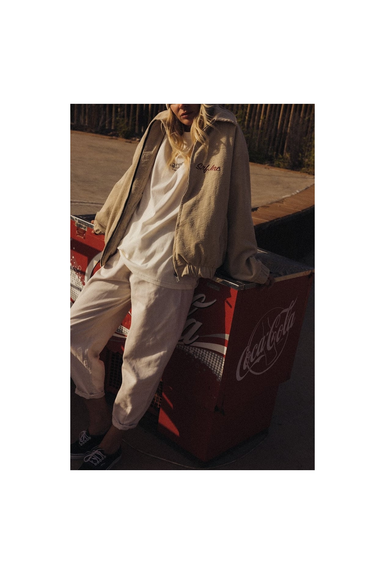 Cord Baseball Jacket - Vintage White