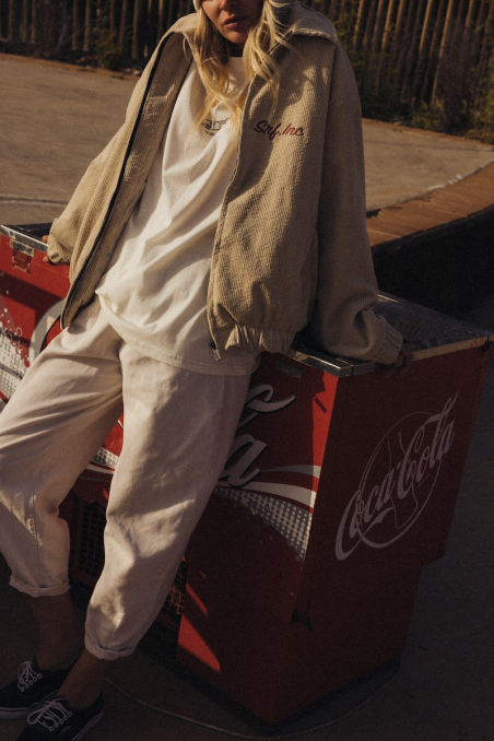 Cord Baseball Jacket - Vintage White Cord Baseball Jacket - Vintage White