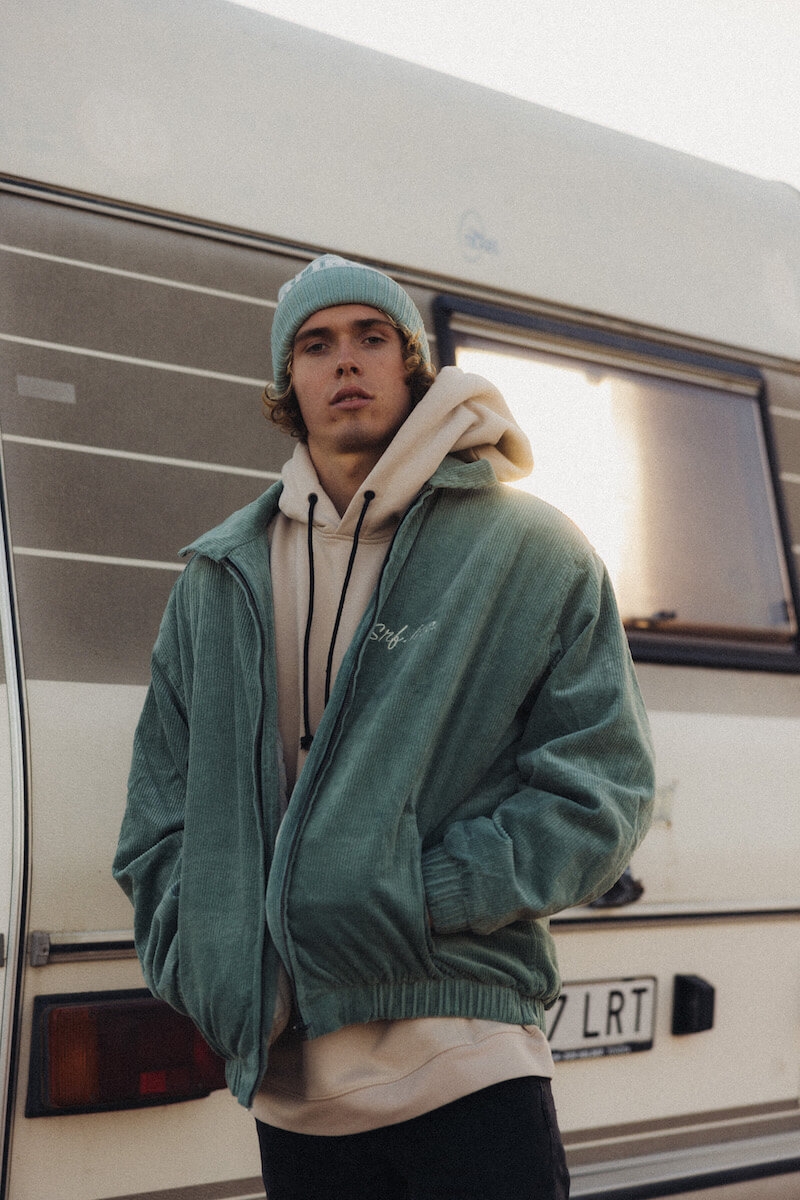 Cord Baseball Jacket - White Sage