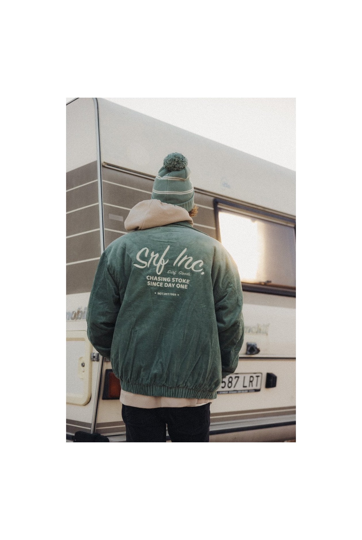 Cord Baseball Jacket - White Sage