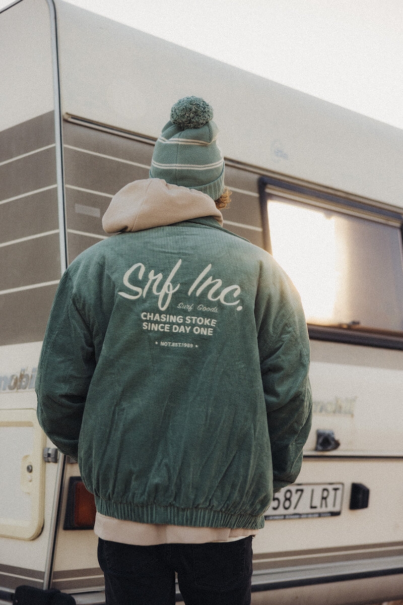 Cord Baseball Jacket - White Sage