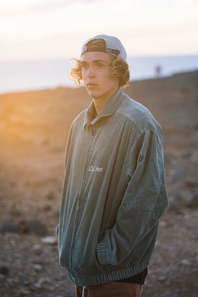 Cord Baseball Jacket - White Sage