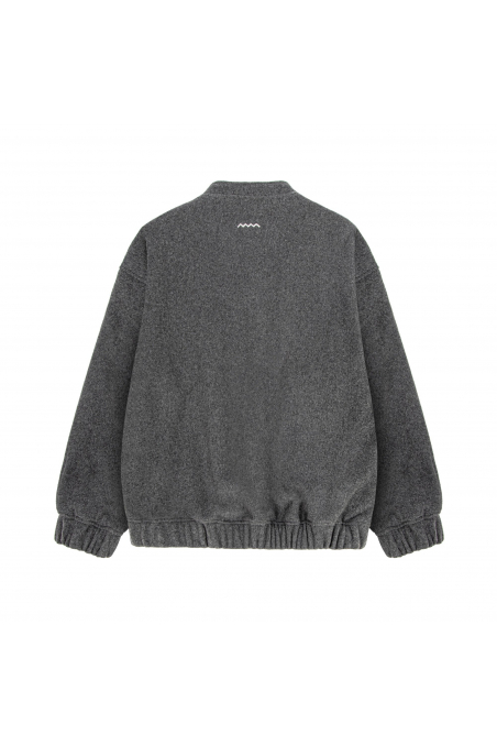 Grey Wool Oversized Bomber Jacket Grey Wool Oversized Bomber Jacket