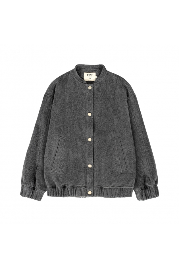 Grey Wool Oversized Bomber Jacket Grey Wool Oversized Bomber Jacket