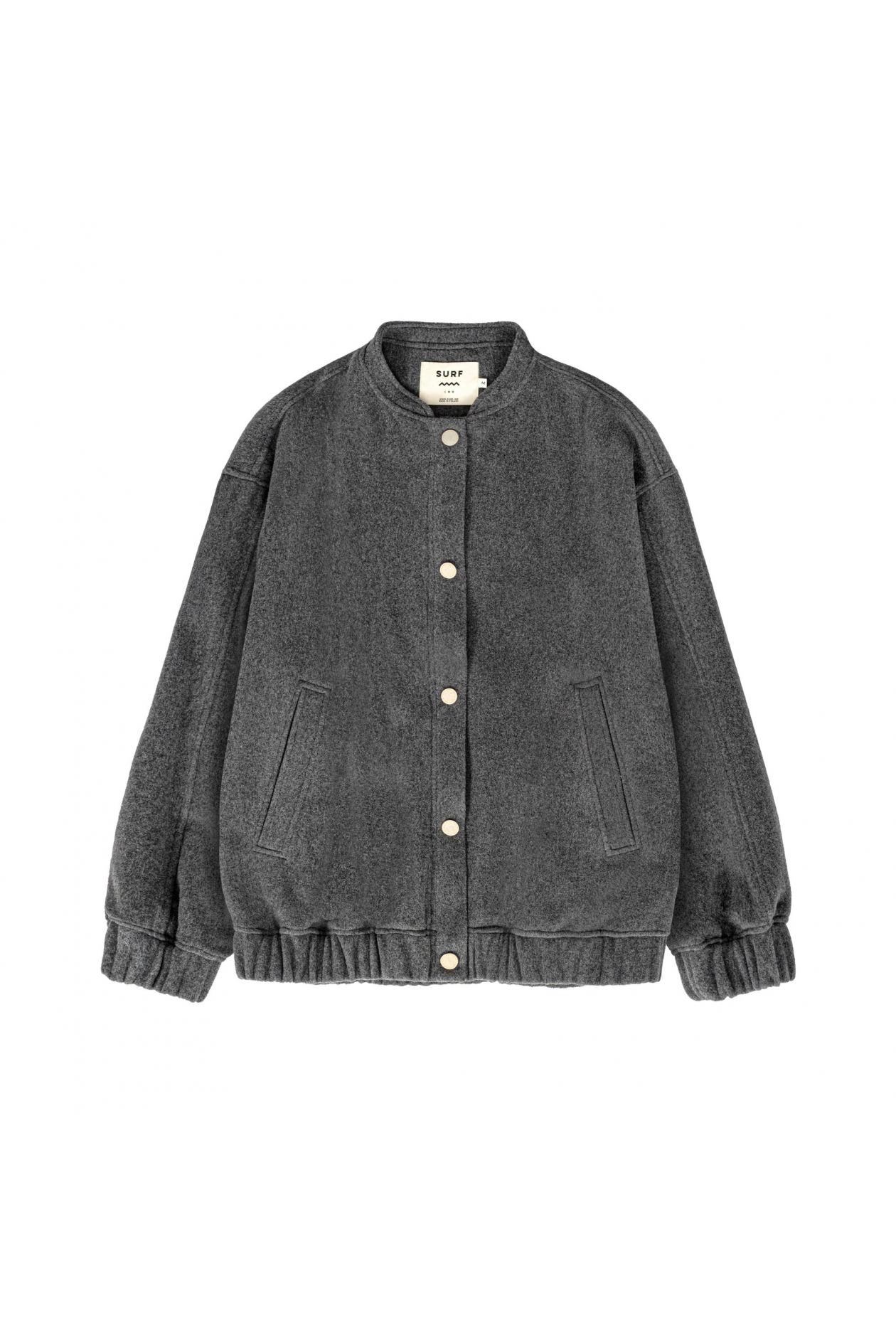 Grey Wool Oversized Bomber Jacket