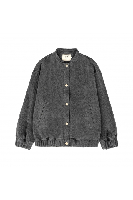 Grey Wool Oversized Bomber Jacket Grey Wool Oversized Bomber Jacket