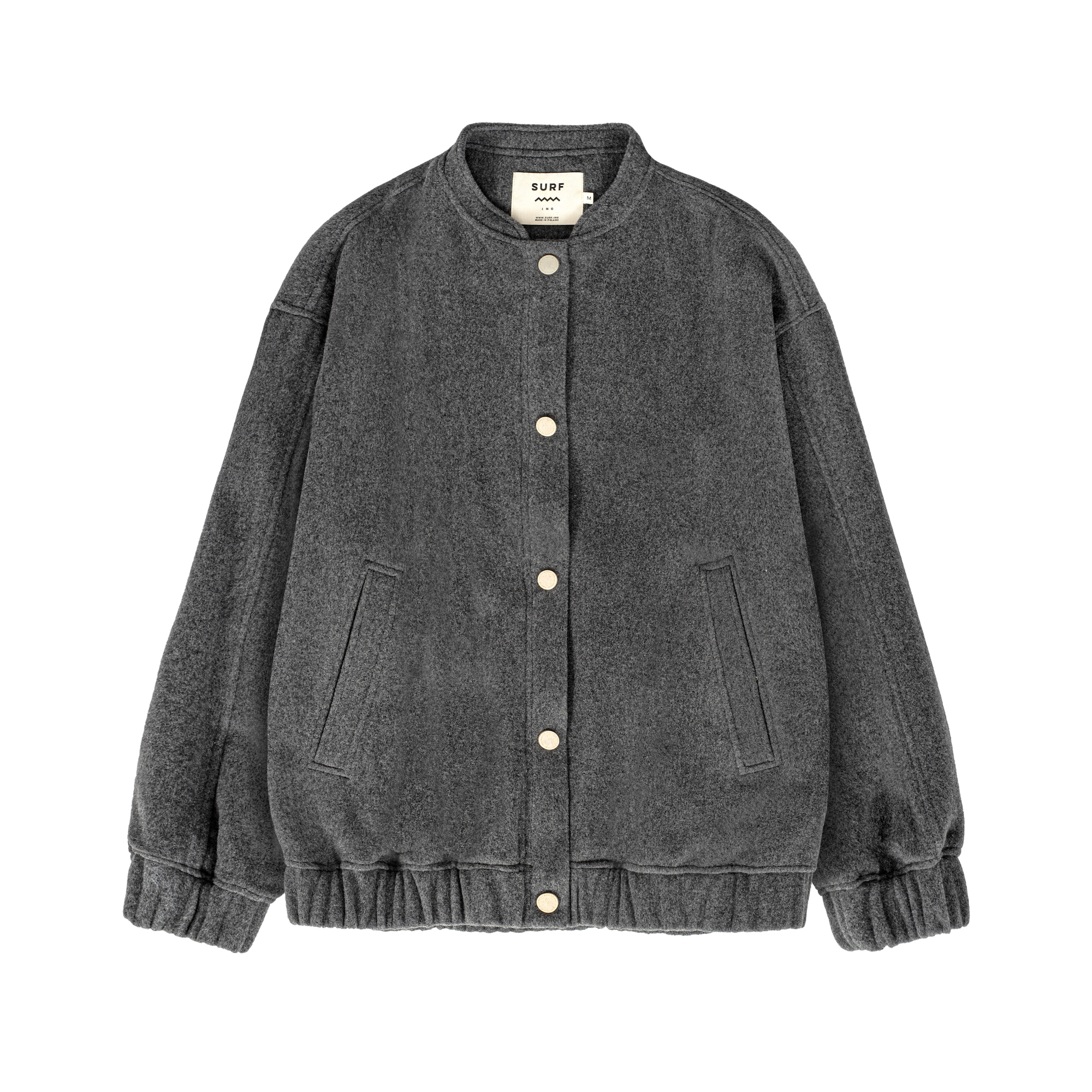 Grey Wool Oversized Bomber Jacket