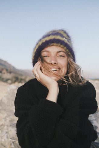 Flip Drip Beanie - Lime & Plum