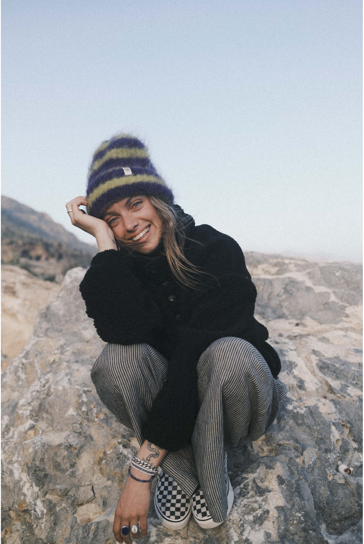 Flip Drip Beanie - Lime & Plum