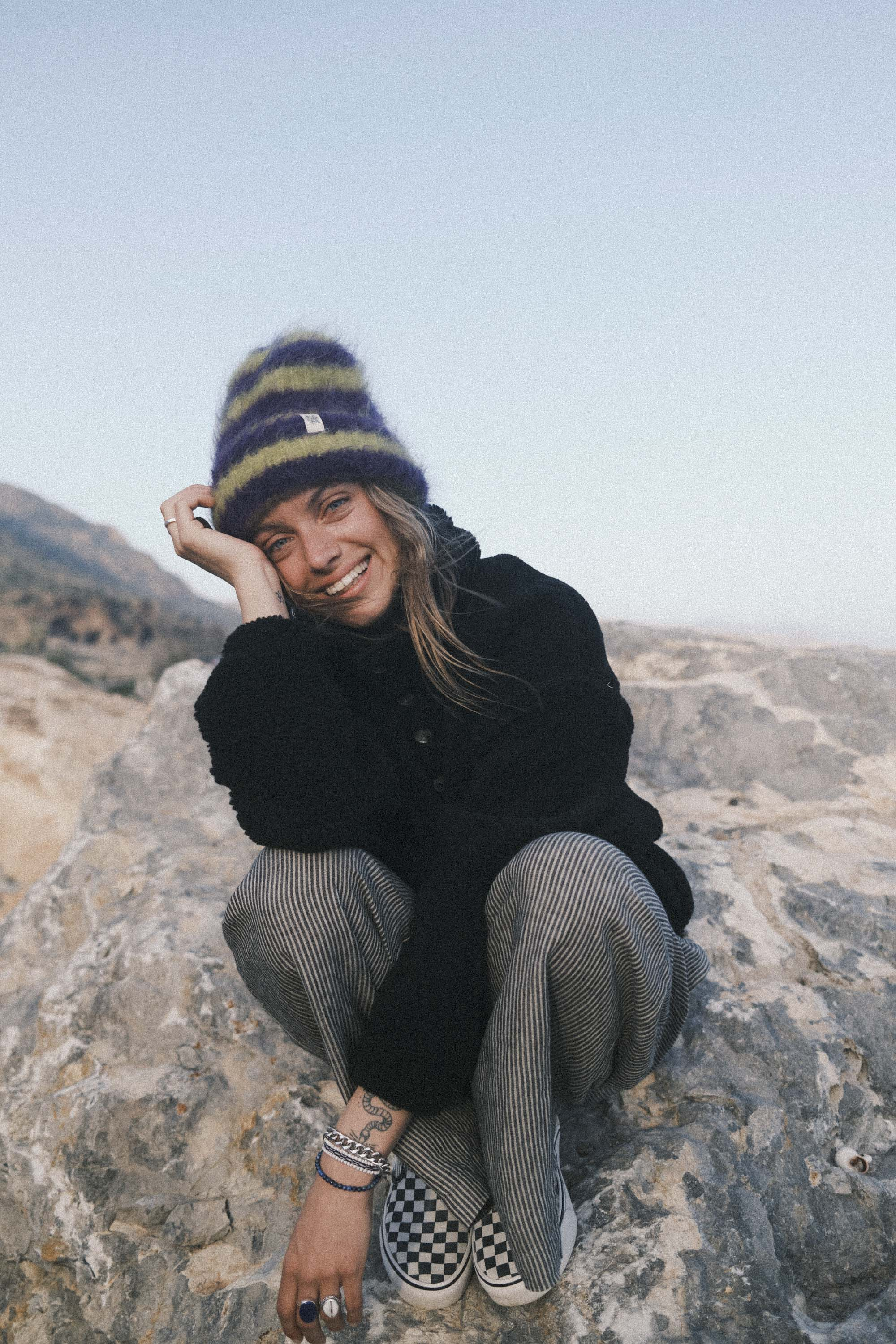 Flip Drip Beanie - Lime & Plum