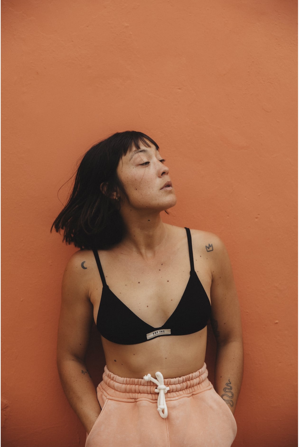 Stripe Lyocell Triangle Bra - Space Black Stripe Lyocell Triangle Bra - Space Black