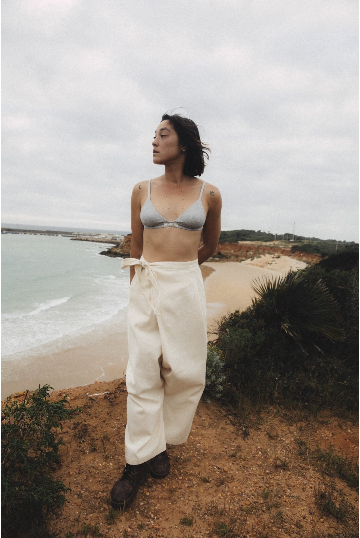 Stripe Lyocell Triangle Bra - Stone Grey Stripe Lyocell Triangle Bra - Stone Grey