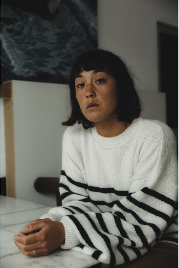 Striped Wool Sweater - Vintage White Striped Wool Sweater - Vintage White