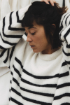 Striped Wool Sweater - Vintage White