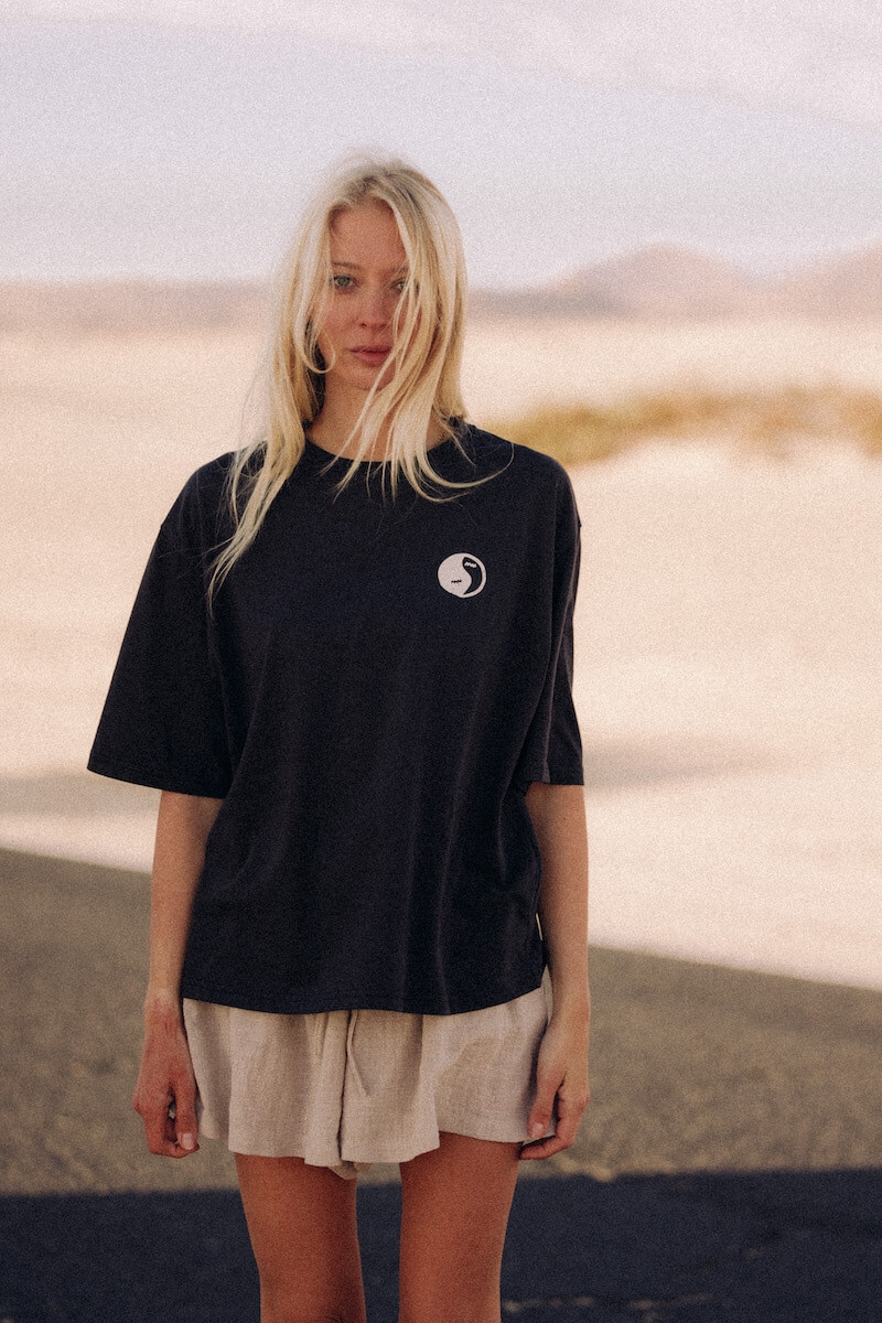 Yin Yang Box Tee - Acid Black