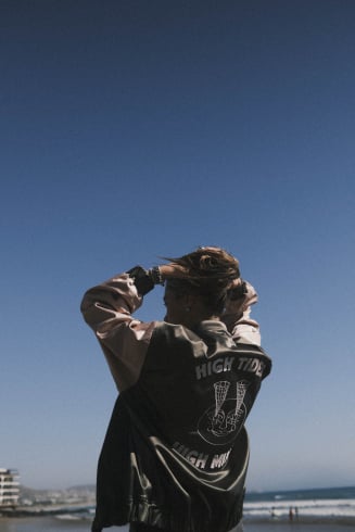 Satin Bomber Jacket - Olive