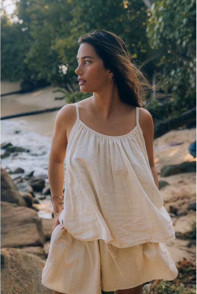 Topy damskie. Lato 2025  | Little Cloud Loose Top - Super Natural | Surf Inc.