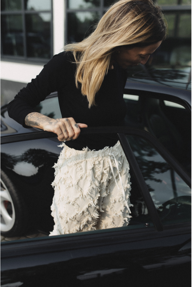 Ruffled Loose Pants - Super Natural Ruffled Loose Pants - Super Natural