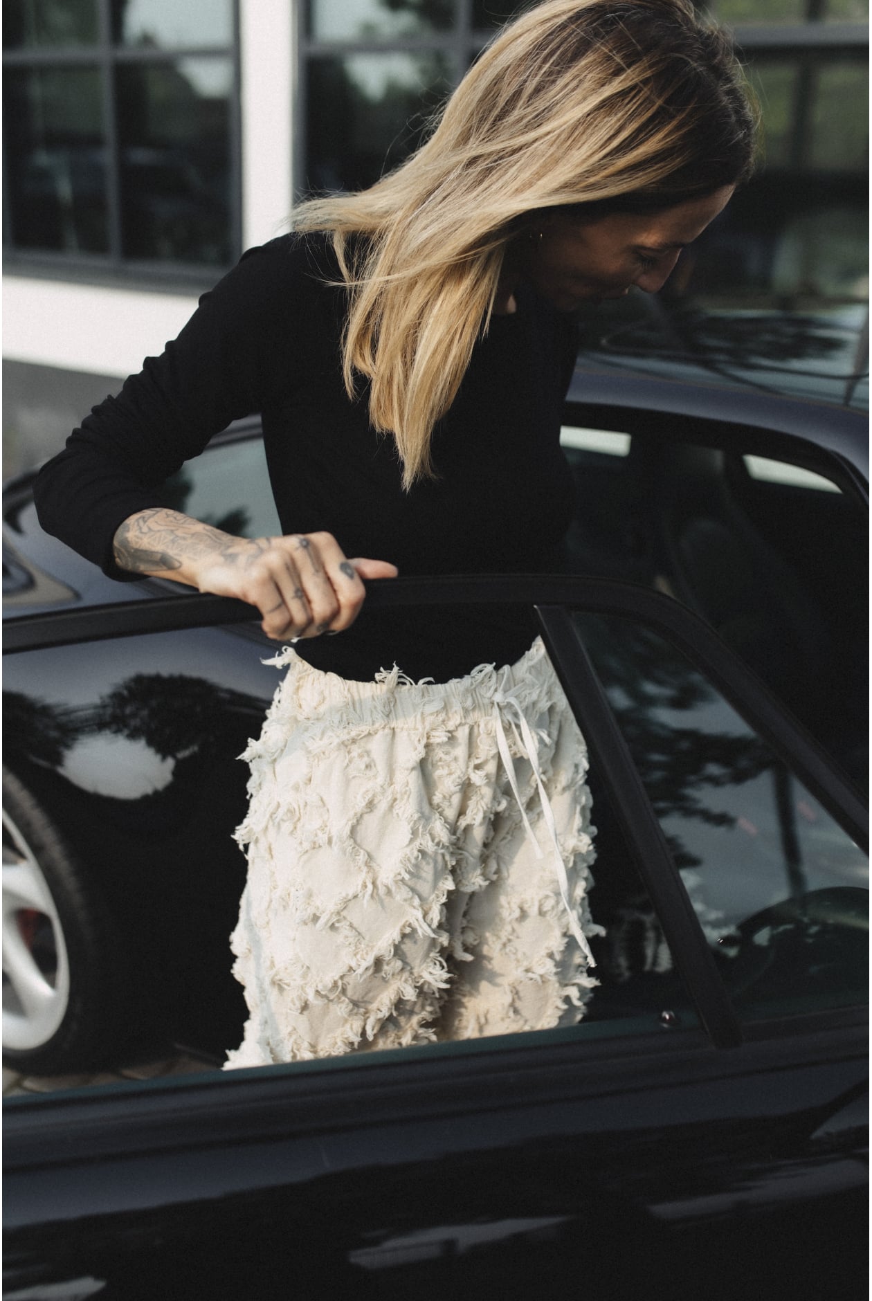 Ruffled Loose Pants - Super Natural Ruffled Loose Pants - Super Natural