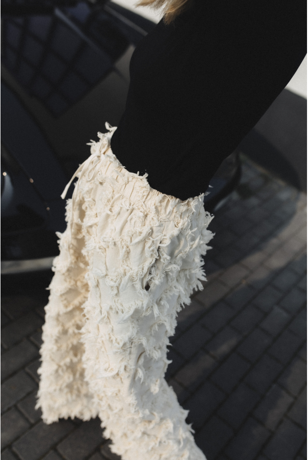 Ruffled Loose Pants - Super Natural Ruffled Loose Pants - Super Natural