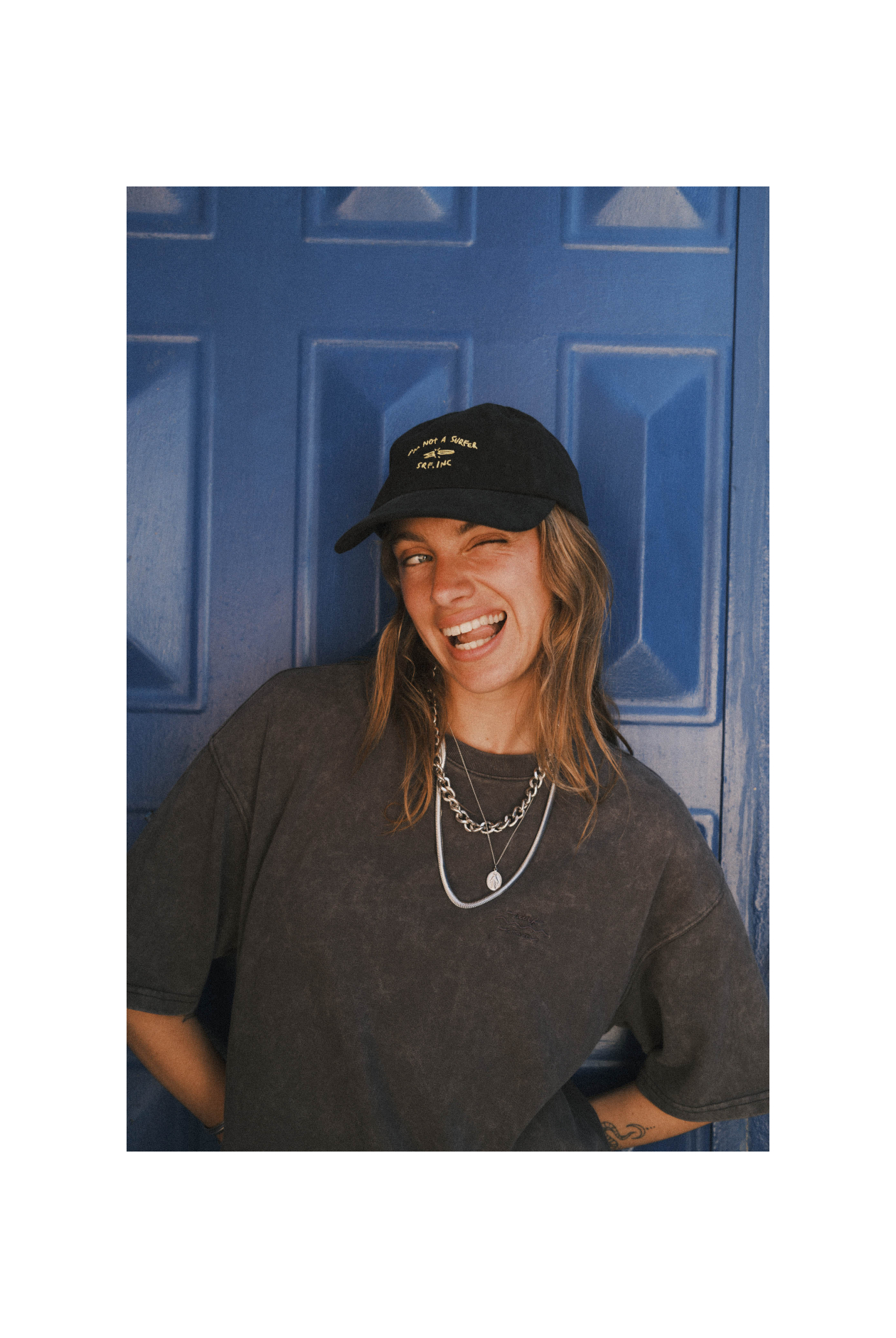 Not A Surfer Washed Cap - Acid Black And Mellow Yellow Not A Surfer Washed Cap - Acid Black And Mellow Yellow