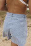 Denim Stripe Shorts - Light Blue