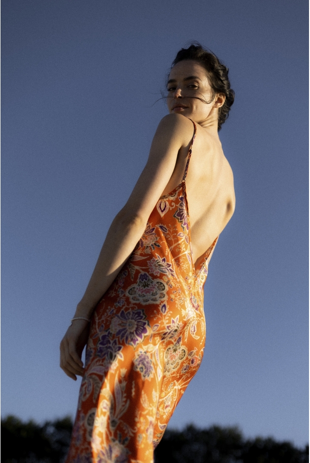 Floral Twisted Ankle Dress - Orange Haze Floral Twisted Ankle Dress - Orange Haze