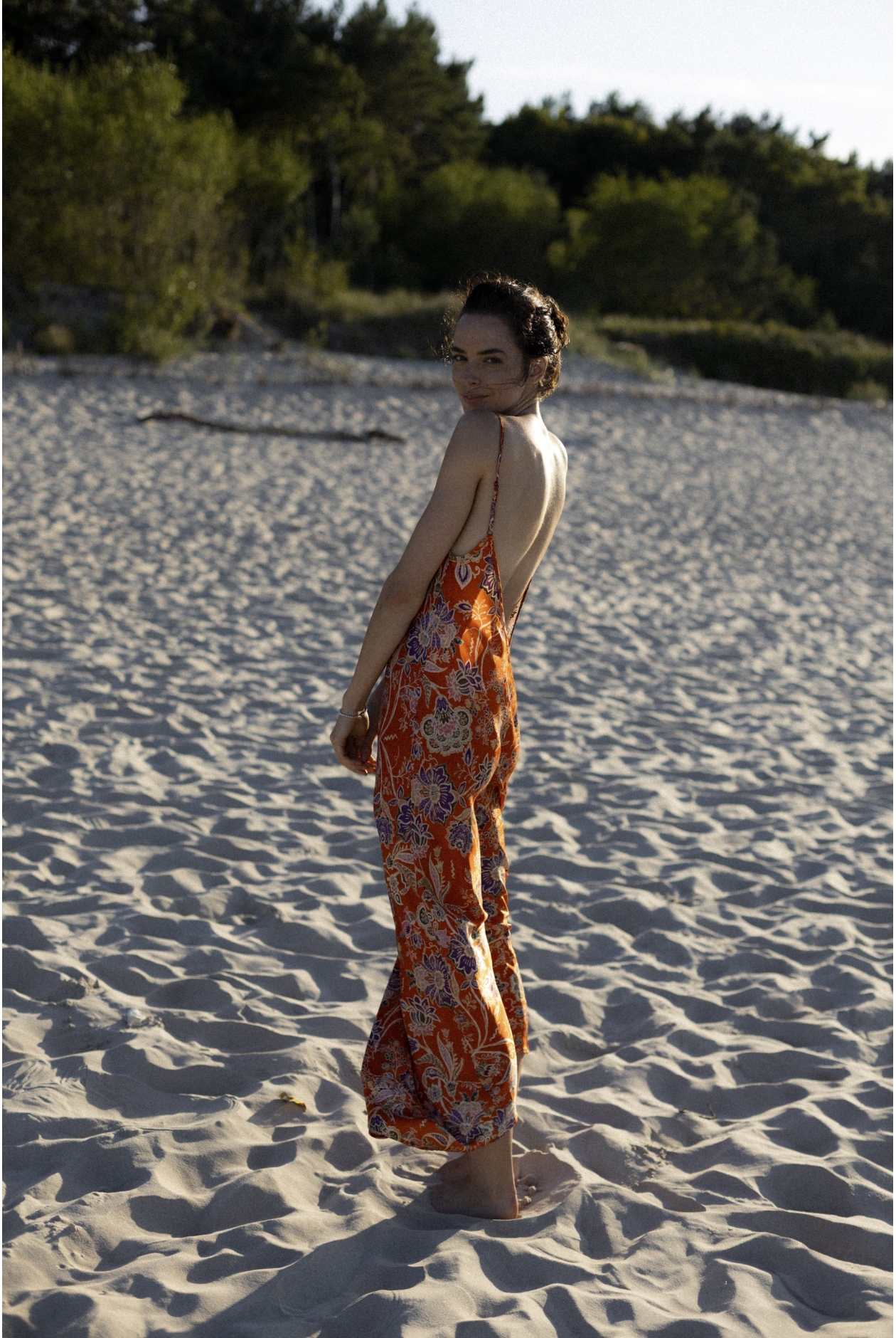 Floral Twisted Ankle Dress - Orange Haze Floral Twisted Ankle Dress - Orange Haze
