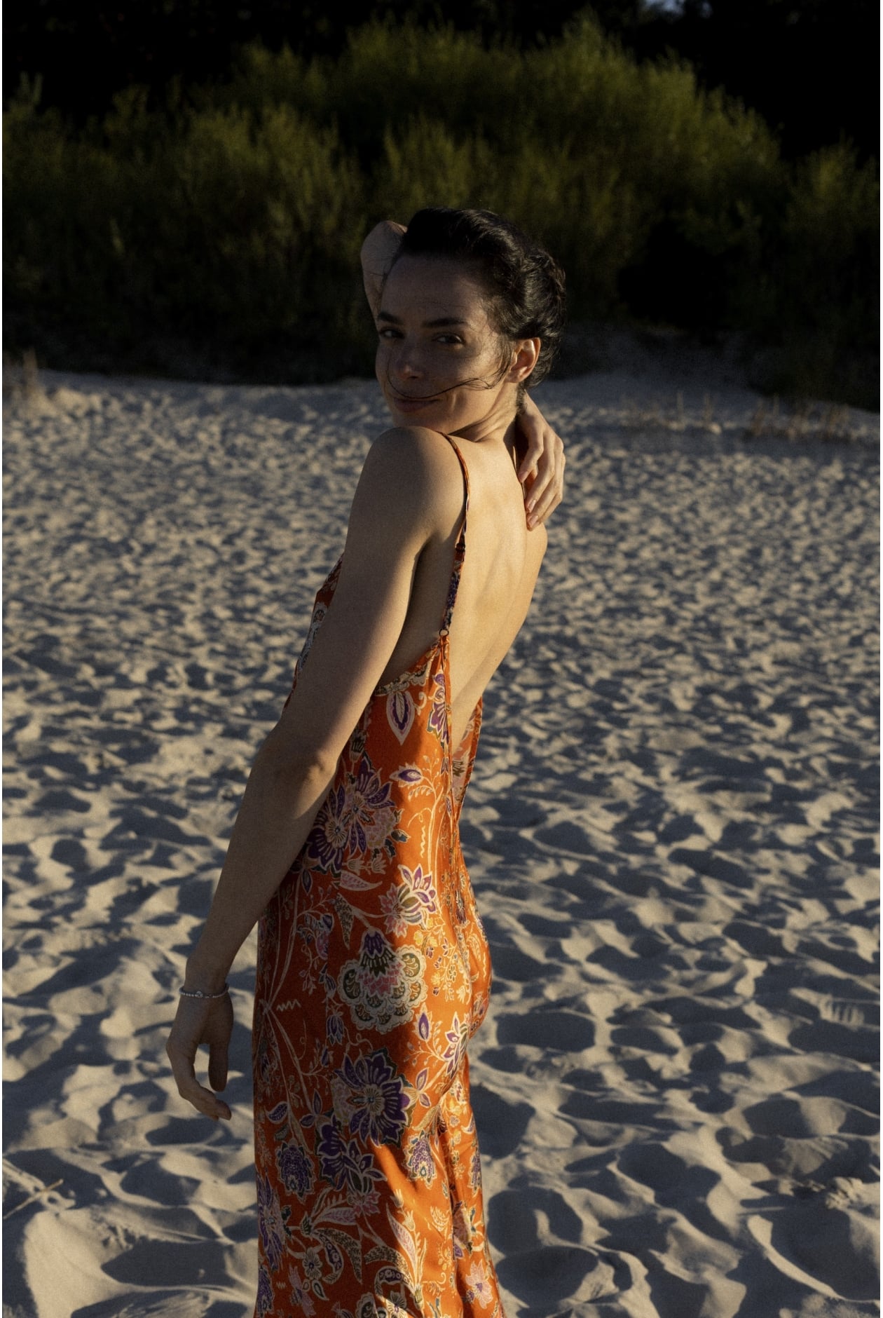 Floral Twisted Ankle Dress - Orange Haze Floral Twisted Ankle Dress - Orange Haze