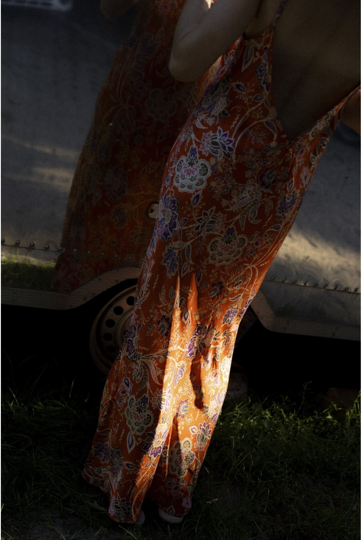 Floral Twisted Ankle Dress - Orange Haze Floral Twisted Ankle Dress - Orange Haze