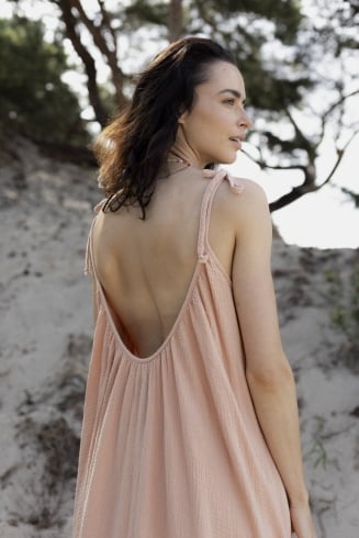 Ankle Loose Muslin Dress - Peach Fuzz