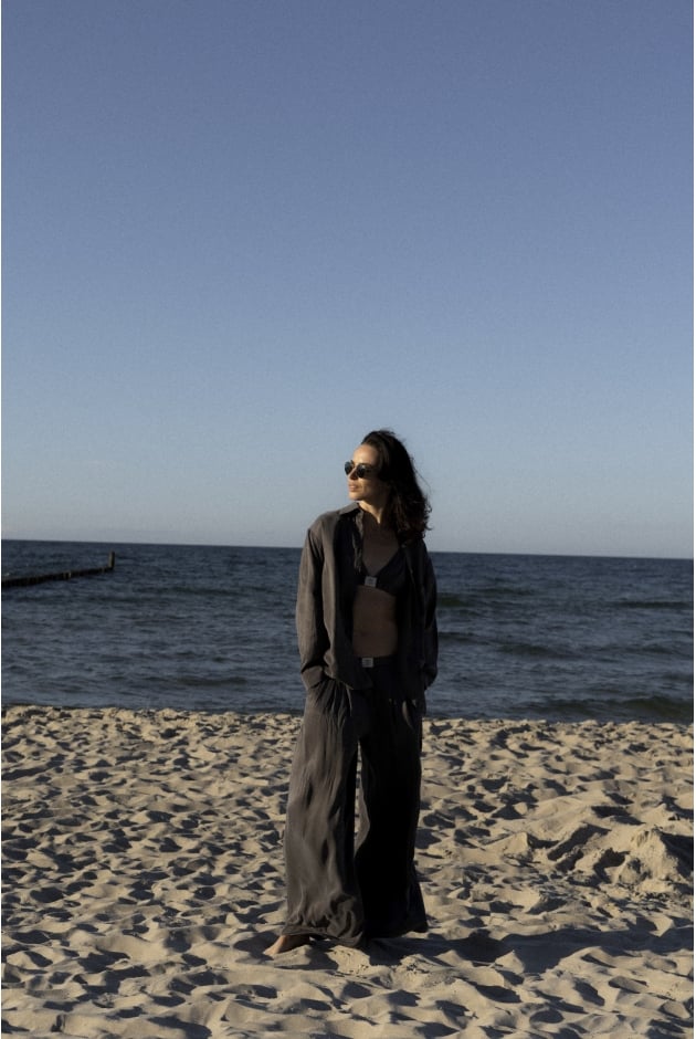 Cupro Loose Shirt - Stone Grey Cupro Loose Shirt - Stone Grey