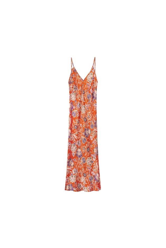 Floral Twisted Ankle Dress - Orange Haze Floral Twisted Ankle Dress - Orange Haze